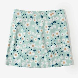 New Green Flower Print Large Skirt